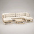 7-Piece Outdoor Bamboo Modular Sectional with Coffee Table, Natural/Cream, 292 x 140 x 70 cm