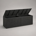 Black PE Rattan Storage Box with Steel Frame, 59.1 x 19.7 x 23.6 in
