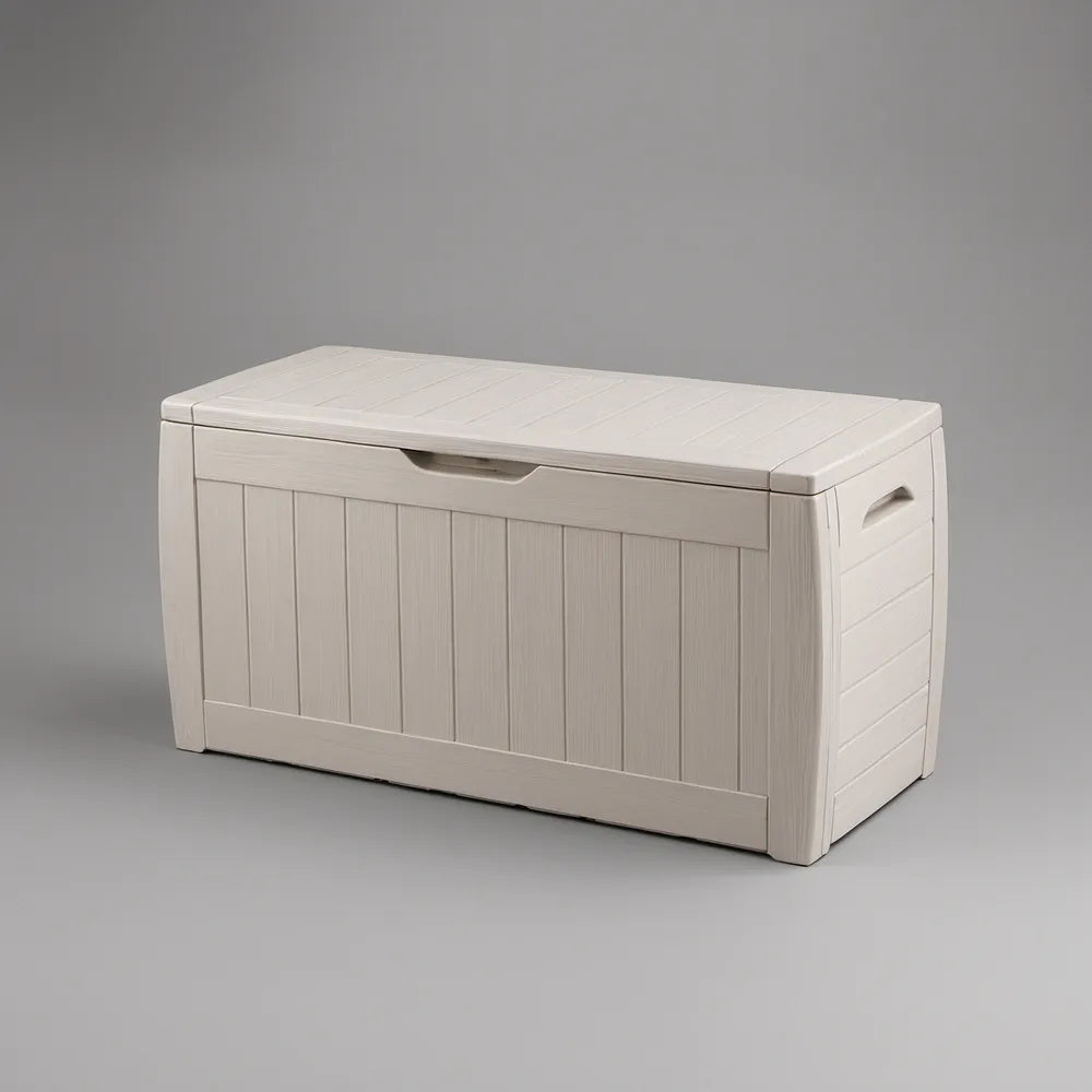 120 Gallon Beige Resin Outdoor Storage Deck Box, 56.3 x 26 x 23.7 in