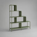 Sage Green 4-Tier Stepped Steel Open Bookcase, 55.1 x 13.8 x 63.0 in
