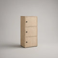 3-Door Storage Cabinet, Light Oak Engineered Wood with Black Knobs, 15.7 x 13.8 x 39.4 in
