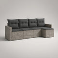 4-Piece L-Shaped Outdoor PE Rattan Sectional Seating Set, Gray/Dark Gray, 250 x 150 x 72 cm