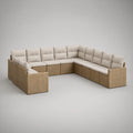 Outdoor PE Rattan U-Shaped Sectional Seating Set, Beige, 340 x 260 x 75 cm
