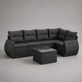 Outdoor 5-Seat Corner Sofa Set with Coffee Table, Black and Dark Gray, 255 x 195 x 85 cm